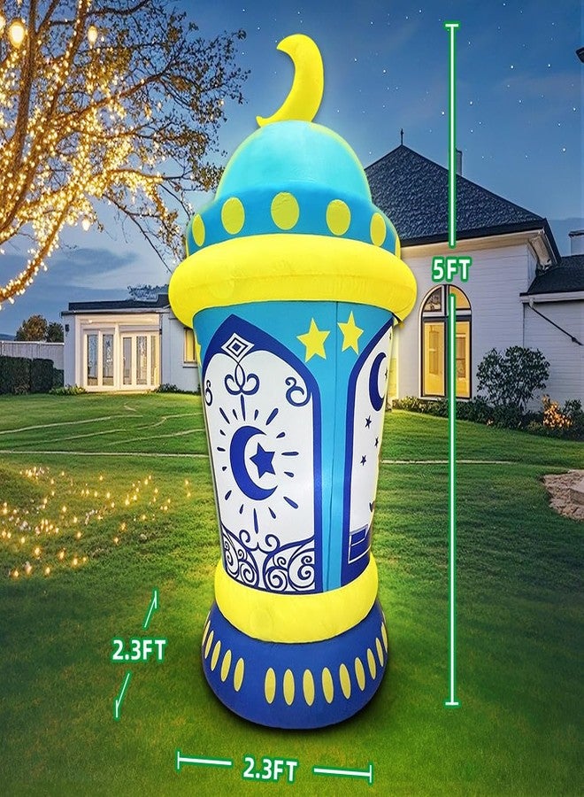 زينة هلال رمضان قابلة للنفخ من كوي بطول 5 أقدام، زينة إسلامية للعيد، زينة خارجية للعطلات الإسلامية، زينة رمضان خارجية بإضاءة LED، زينة للفناء والحديقة والمنزل والحفلات - Image 5